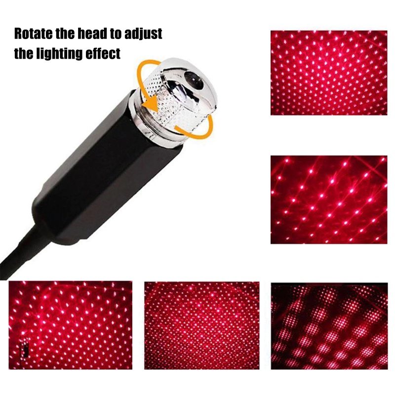 Romantis LED Atap Mobil Bintang Malam Proyektor Cahaya Suasana Galaxy Lampu USB Adjustable Lampu Hias Interior Mobil Dekorasi Cahaya