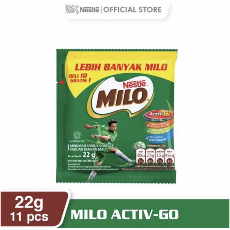 

Susu Bubuk MILO Activ-Go Sachet 22gr - 1 Renceng (10 Sachet)