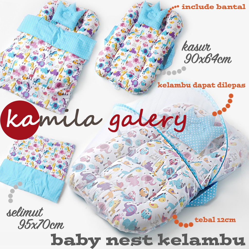 kasur bayi kelambu baby nest + selimut bed cover bayi FREE BANTAL PEYANG CROWN!!