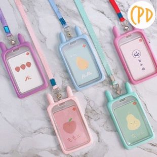 Tali Name Tag Warna Pastel Lanyard Card Holder Id Card