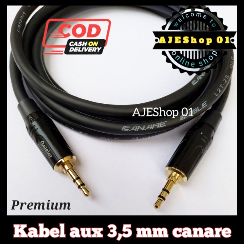 Kabel aux berkualitas kabel jack trs 3,5 to trs 3,5 kabel canare panjang 1 sampai 5 meter