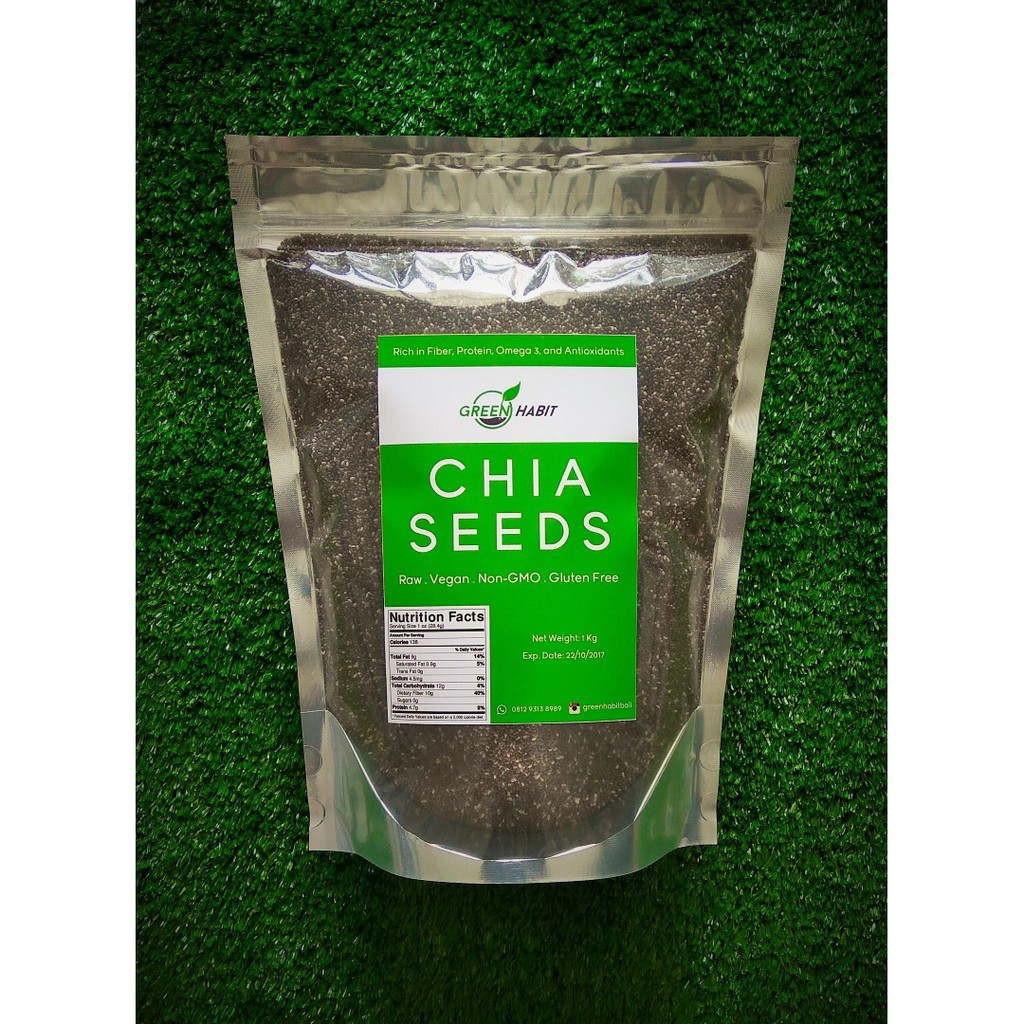 

2 KG Green Habit Organic Black Chia Seed Mexico - 100% Natural (High Grade Seeds)