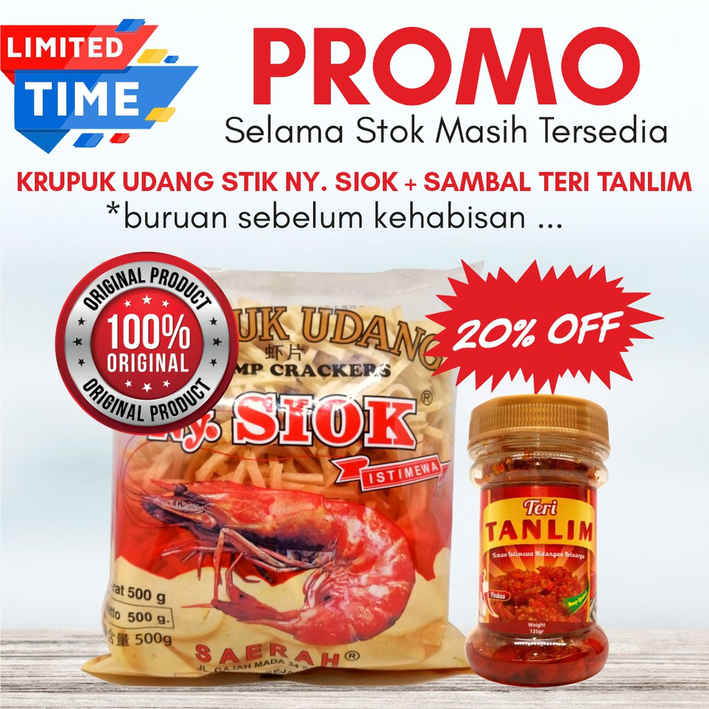 PROMO KERUPUK UDANG STIK NY. SIOK + SAMBAL TERI TANLIM