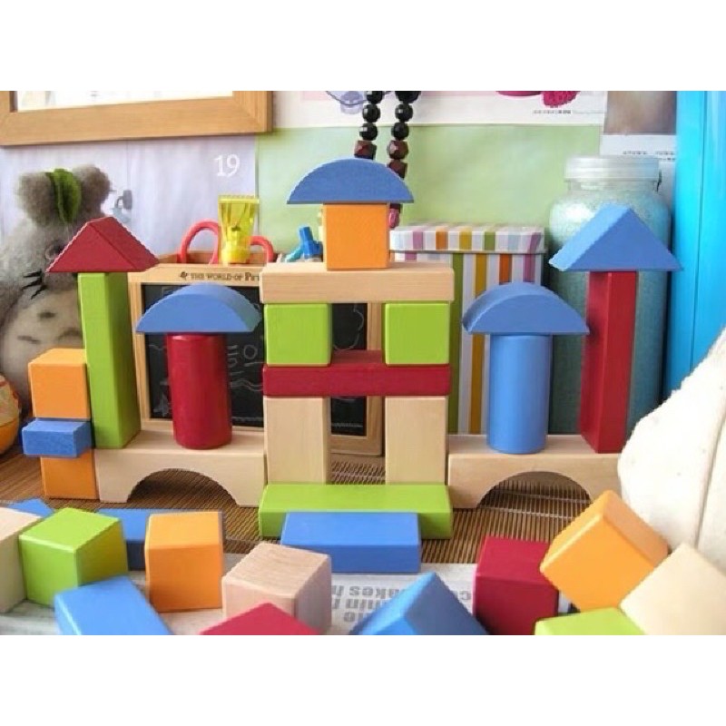 Elc wooden bricks 100 blocks - mainan balok anak - mainan edukasi anak - hadiah anak cowok cewek