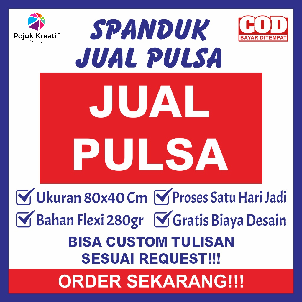 Spanduk Sepanduk Banner Baner Bener Jual Jualan Konter Pulsa Paket Kuota Data Internet Ukuran 80x40c
