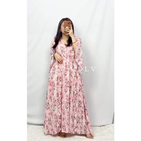 MDLV ~ 12515# Barcellina Drawstring Maxi Long Dress Fashion Import