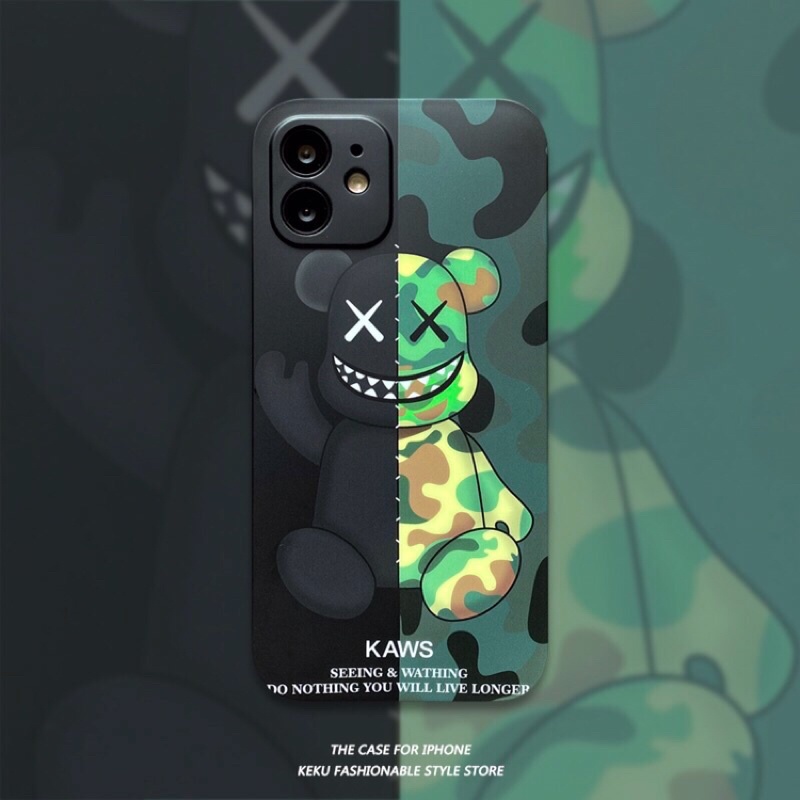 [𝐏𝐑𝐄-𝐎𝐑𝐃𝐄𝐑] Korean Phone Case Desain Beruang Motif Army Tentara Camo Iphone Softcase Soft Case Premi