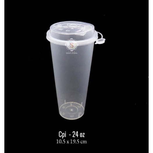 

CUP INJECTION + TUTUP JUMBO 24 OZ @25 pcs (700 ML) / Cup Thaitea / Cup Boba