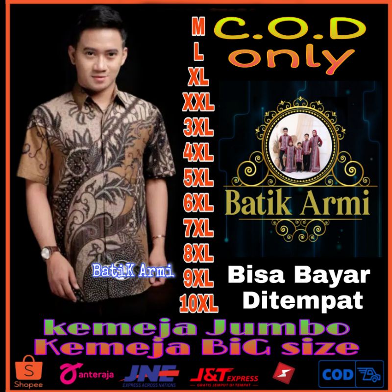 KEMEJA BATIK PRIA LENGAN PENDEK BIG SIZE JUMBO ARMI