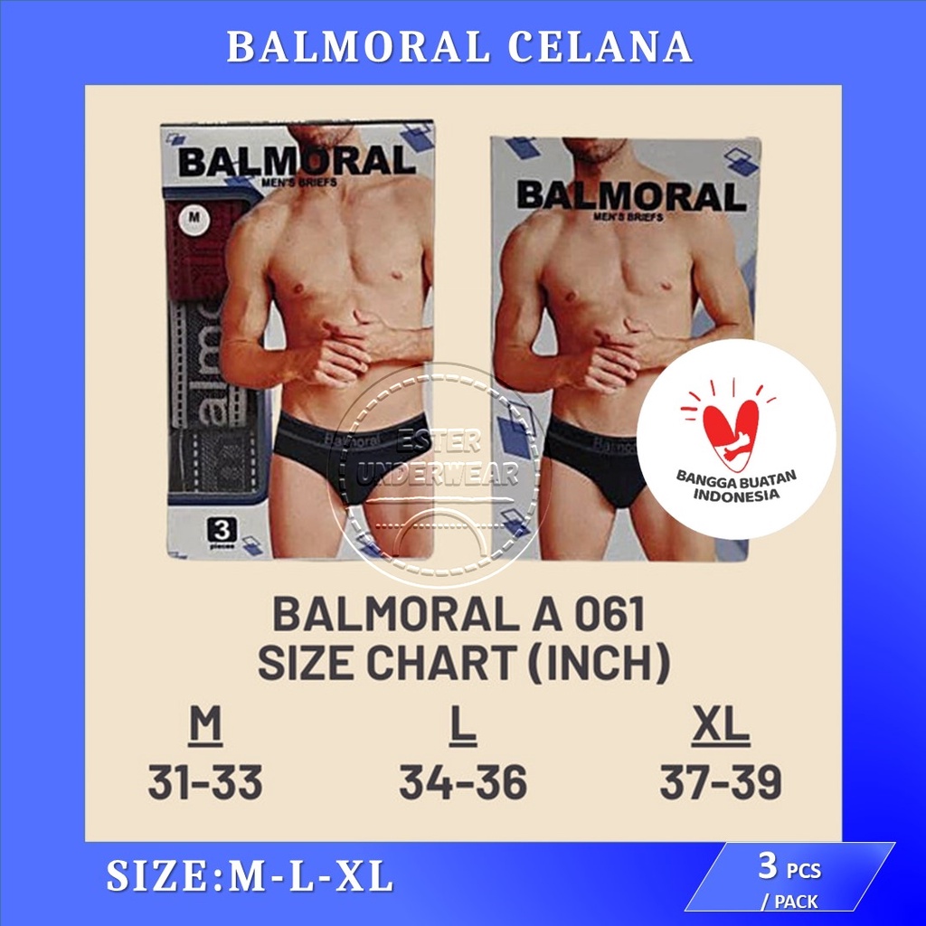 CELANA DALAM PRIA DEWASA BALMORAL A 061 ISI 3 PCS