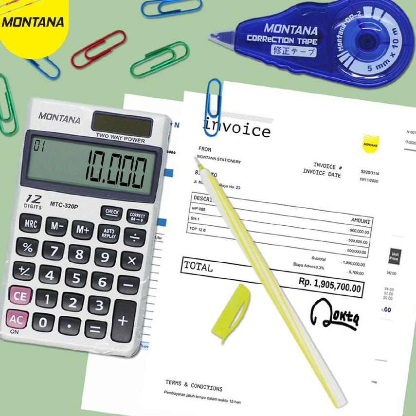 

(E5G1) ☆ Calculator / Kalkulator Montana MTC 320 P/ 12 Digits //Ready@melimpah