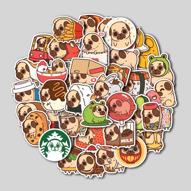 

(BISA COD) STICKER PACK PUGLIE PUG | STIKER TUMBLER LAPTOP | STIKER KOPER HELM BERMUTU Kode 1081