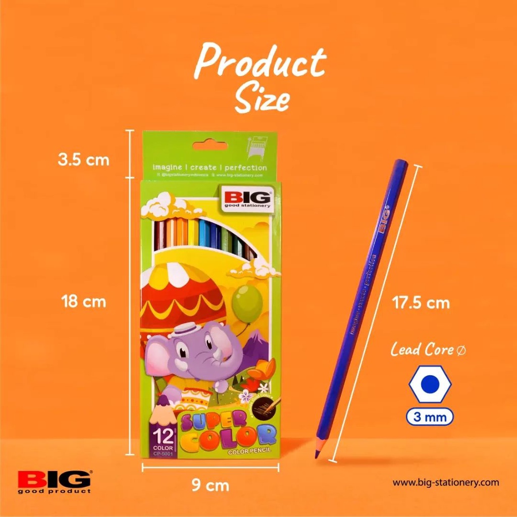 Pensil Warna BIG 12 Warna Panjang CP-5001