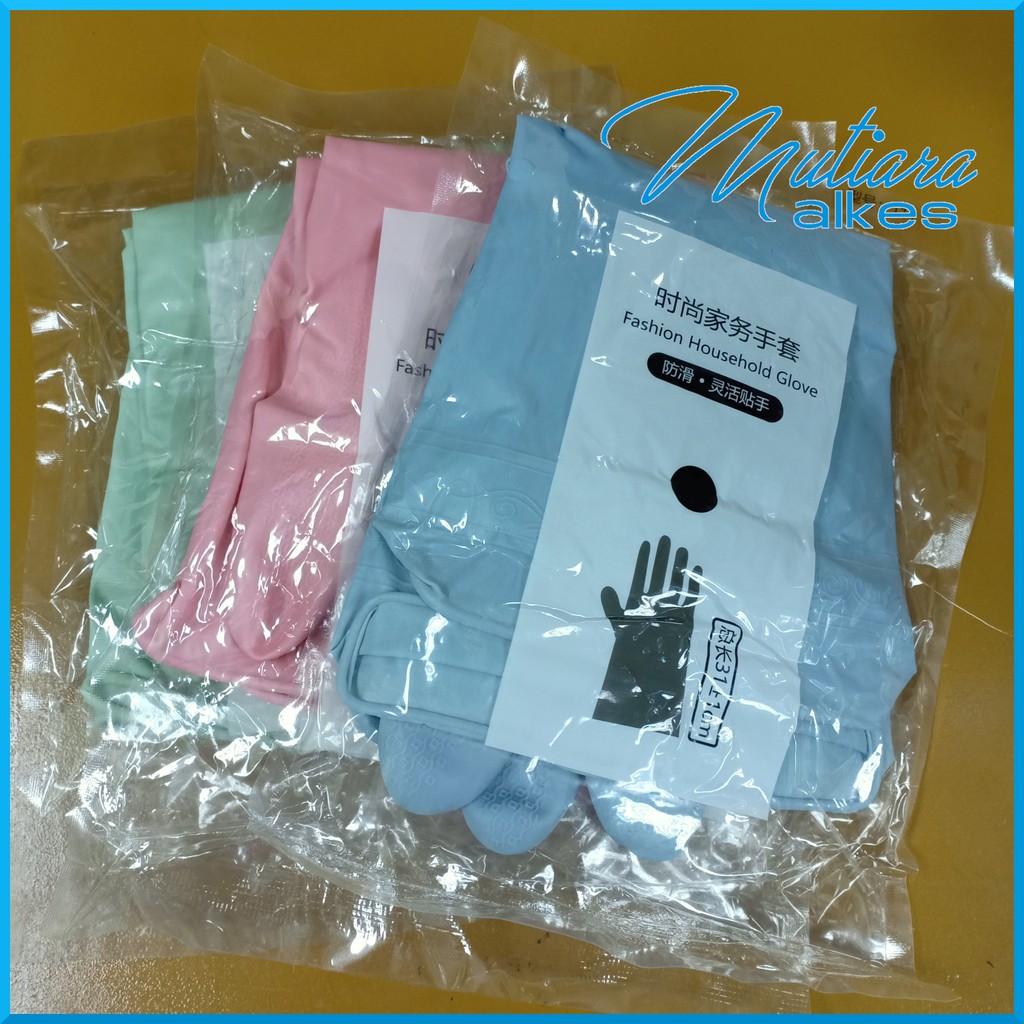 Sarung Tangan Karet Tebal Cuci Piring Baju Flock dll - Anti Air Rubber Glove Sarung Karet Cucii New