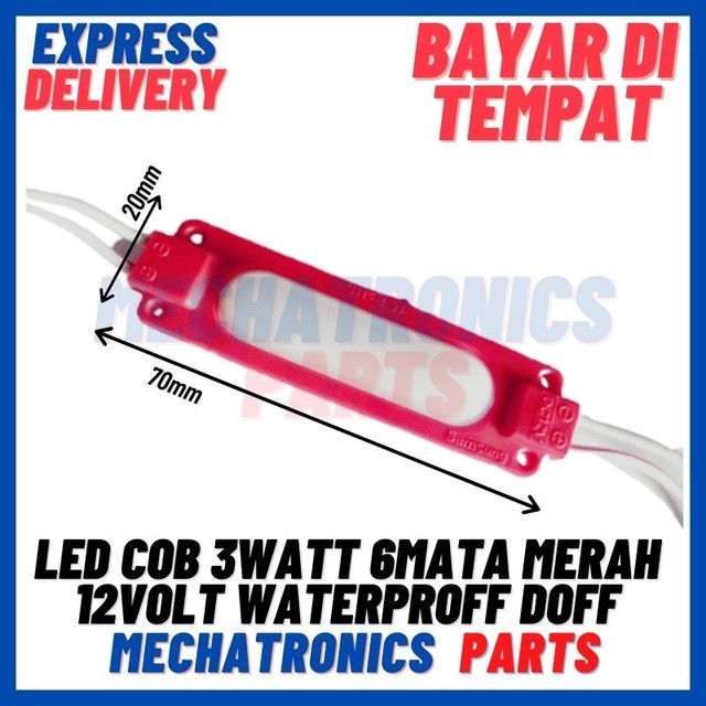 [DSP-9309] LED COB 3WATT 6MATA MERAH 12VOLT WATERPROFF VARIASI KOLONG MOBIL MOTOR DOFF