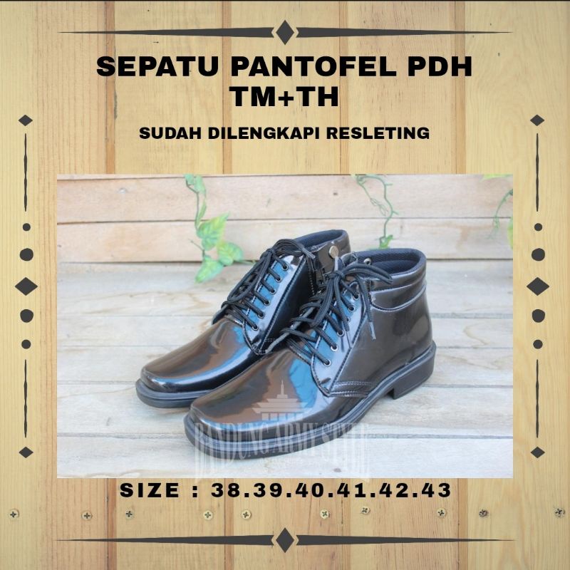 SEPATU/PANTOPEL PDH TNI ABRI SATPAM POLISI SECURITY HITAM KILAT TERMURAH TERLAKU TERBAIK