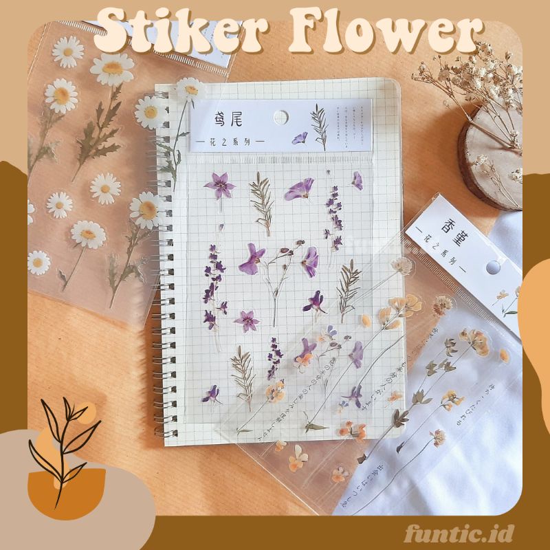 

Sticker transparan Flower Dried Stiker motif bunga Flower floral Stiker Scrapbook Deco Art