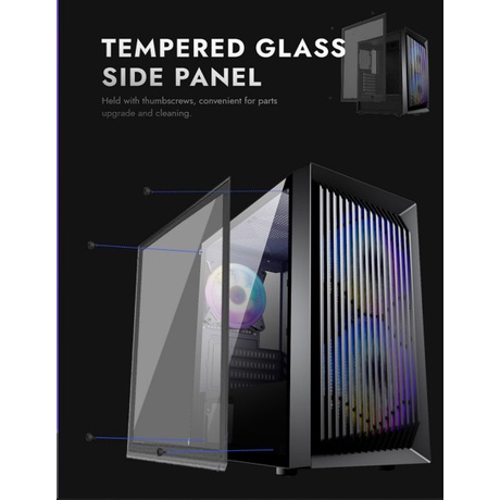 Casing PC VenomRX Iskander M-ATX Tempered Glass Free 2 Fans RGB