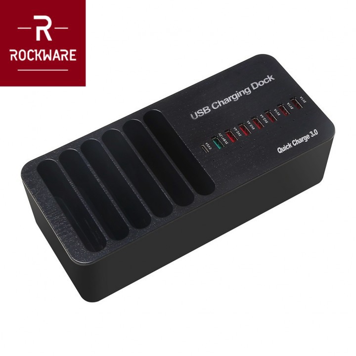 ROCKWARE 658-L - QC3.0 8 USB Port and Type-C Port Charger 40W 8A