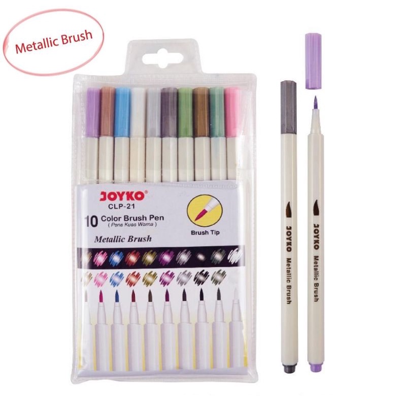 

JOYKO METALIC COLOR BRUSH PEN 1 SET ISI 10 PCS - CLP-21