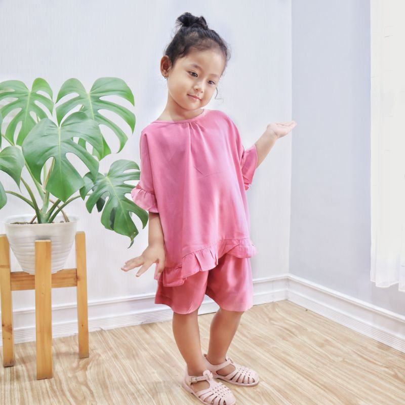 STELAN ANAK STELAN RAYON KAYLA PLAIN STELAN PENDEK PIYAMA PAJAMAS POLOS STELAN POLOS SETELAN POLOS A