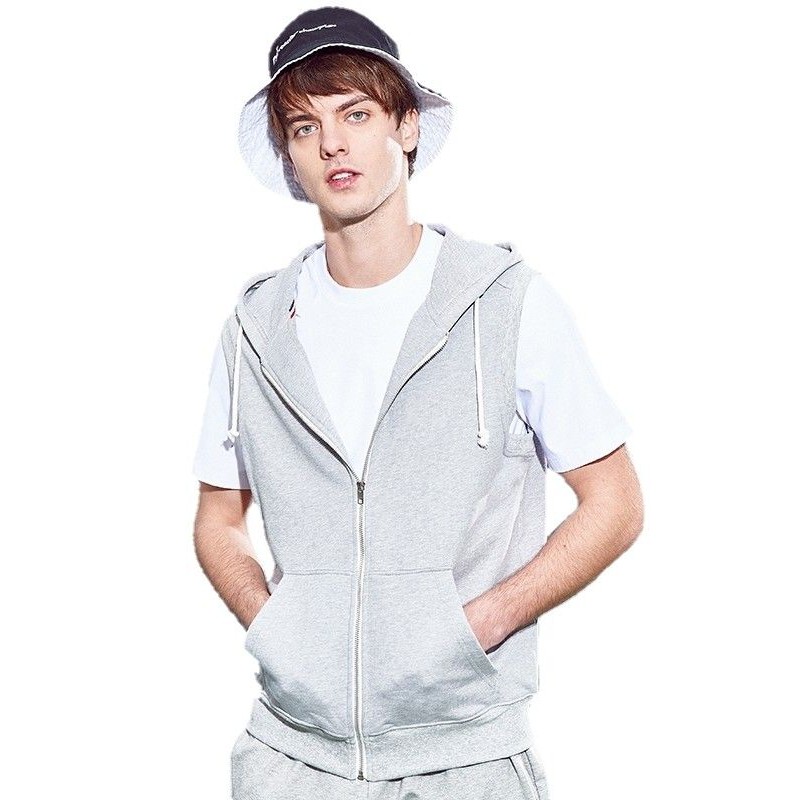 Rompi hoodie pria singlet gym zipper polos