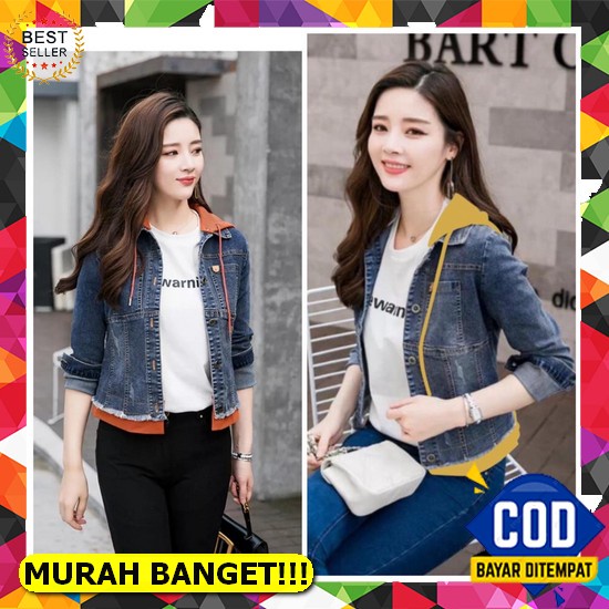 Jaket Oversize Jumbo Wanita Jacket Jeans Cewek Kekinian Jins Korea Ove Mc Girl - Jaket Jeans Resleti