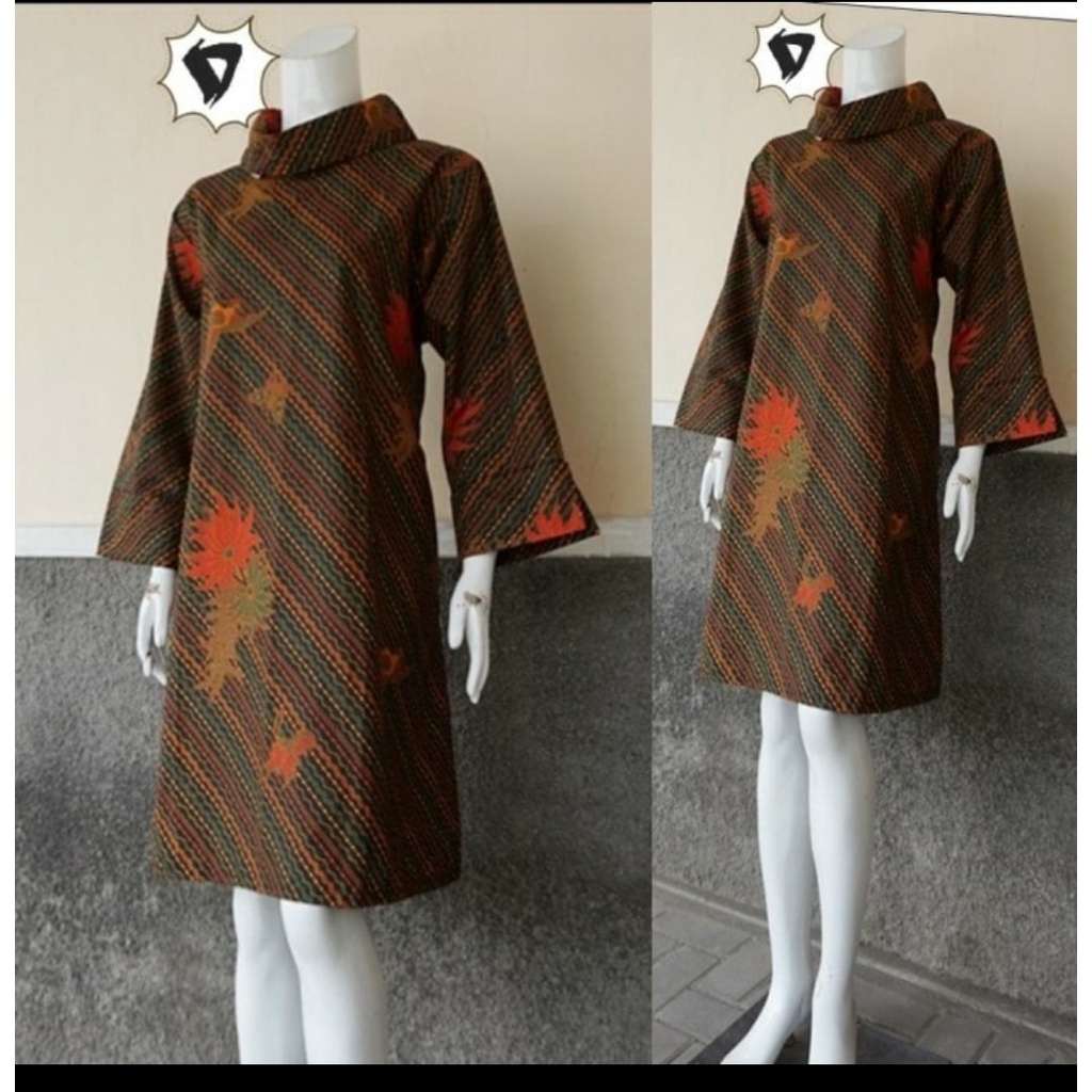 ATASAN BATIK UKURAN JUMBO MODEL TUNIK BATIK JUMBO WANITA LENGAN PANJANG DRESS JUMBO ATASAN JUMBO