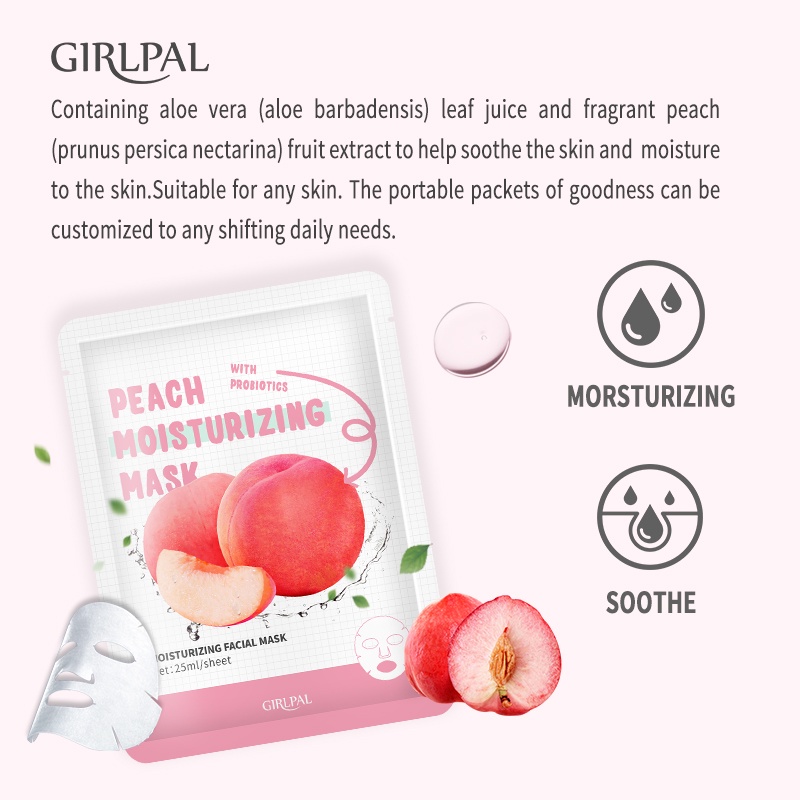 GIRLPAL Peach Moisturizing Face Mask Face Sheet Face Masker Wajah Facial Skincare