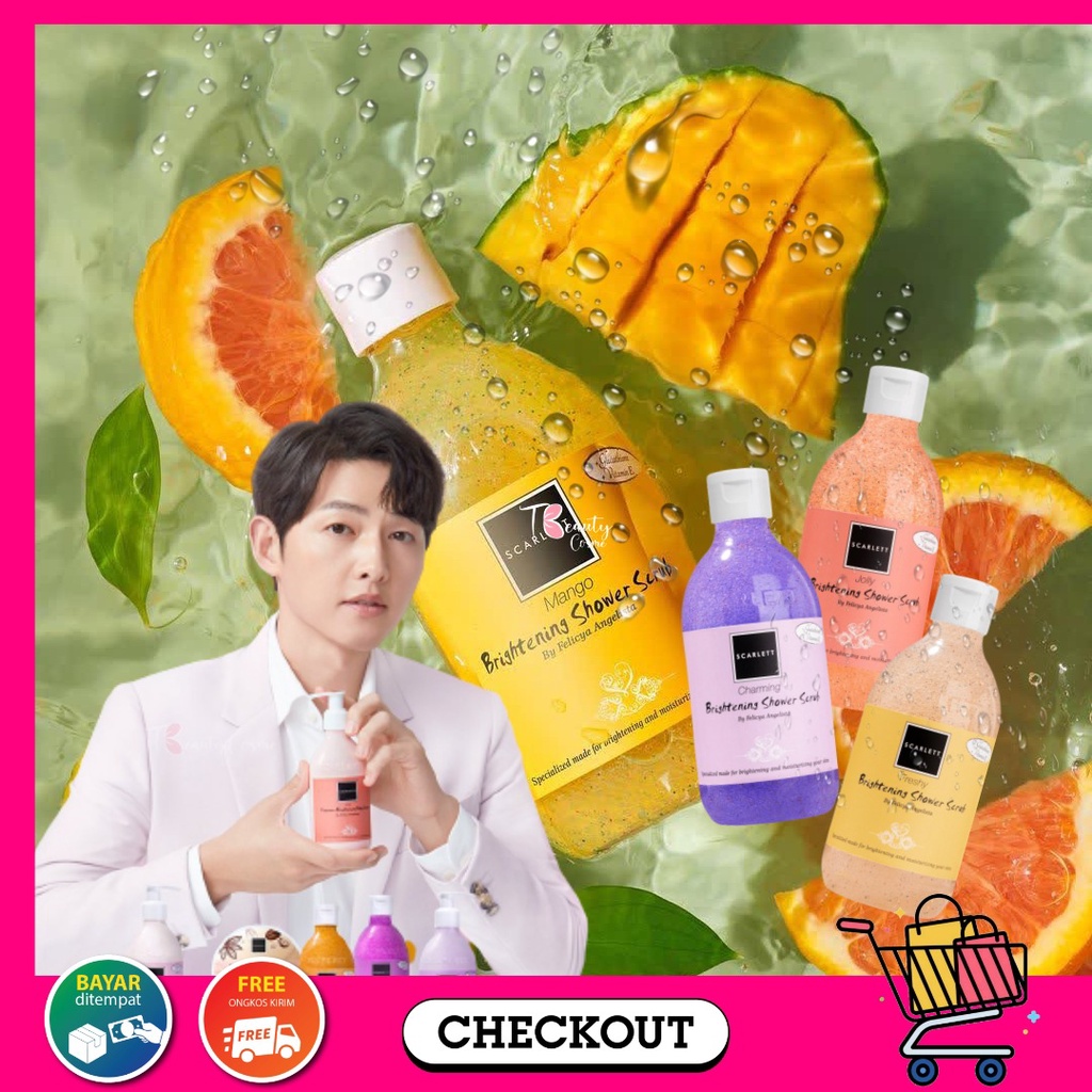(300ml)All varian Scarlett Brightening Body Lotion Shower/Sabun Mandi Scrub Paket Lengkap Scarlet By