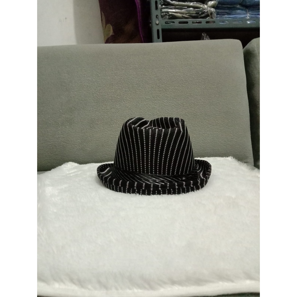 Topi Koboy Fedora Jazz Vintage Motif Salur Murah