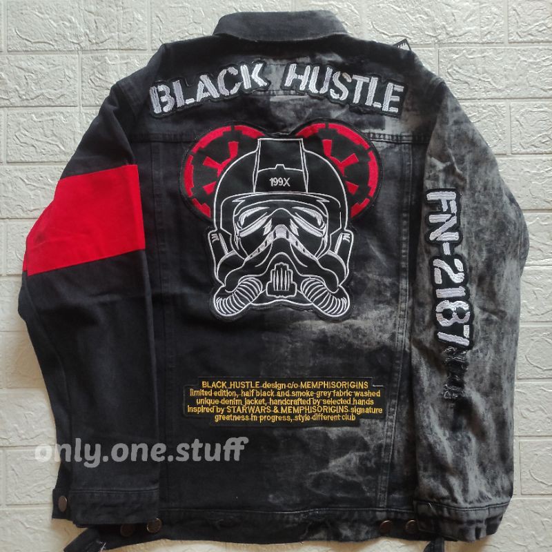 DENIM RIPPED JACKET - BLACK HUSTLE | Memphisorigins