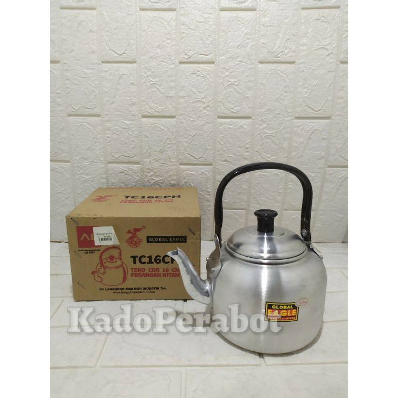 Teko Air Panas - Teko Cor Eagle 16- Teko Ceret Eagle - Teko Alumunium Global Eagle- Teko Cor Eagle 16 pegangan hitam - teko ceret - ceret air panas