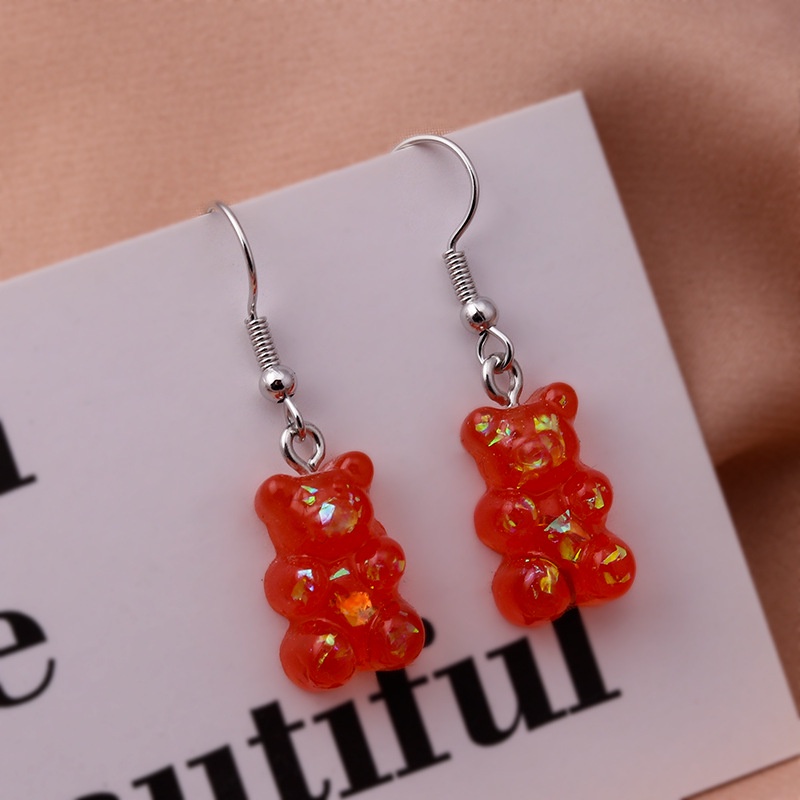 [ACKER] INS Kartun Beruang Resin Anting Permen Warna Kreatif Untuk Wanita