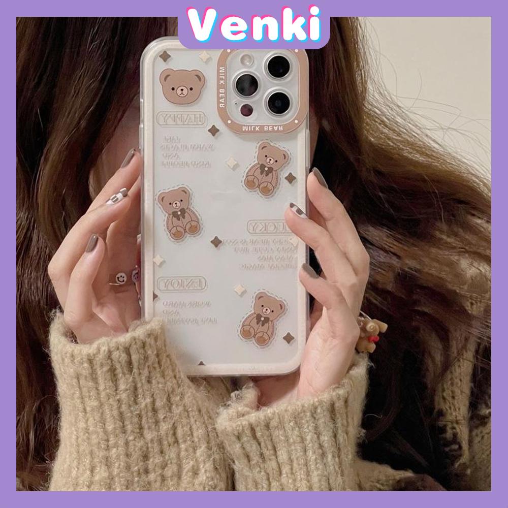 Soft Case Silikon Transparan Motif Brown Bear Untuk iPhone 13 Pro Max 12 Pro Max 11 7Plus