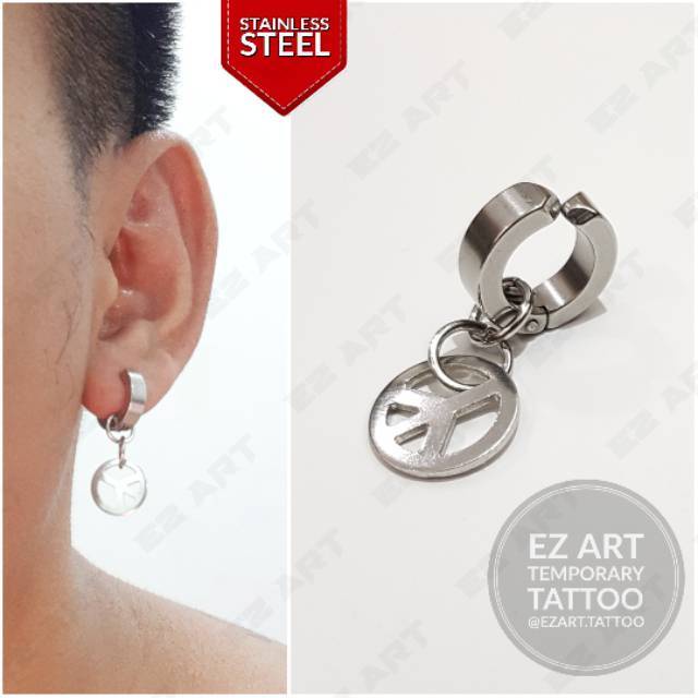 1Pc Model EZ-E Silver Anting Jepit Tusuk Variasi Bandul Gaya Punk Korea KPOP Stainless Steel