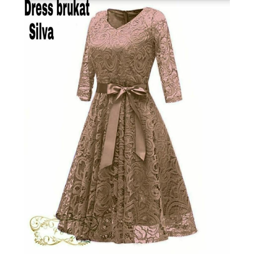 PCS DRESS SILVA BRUKAT PAKAIAN WANITA FE 4 UKURAN M L XL XXL