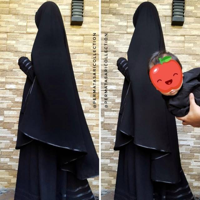 Khimar Kerudung Instan Jumbo Jet Black Jetblack Pet Non Belah Tangan Handsplit Hand Split List Hitam