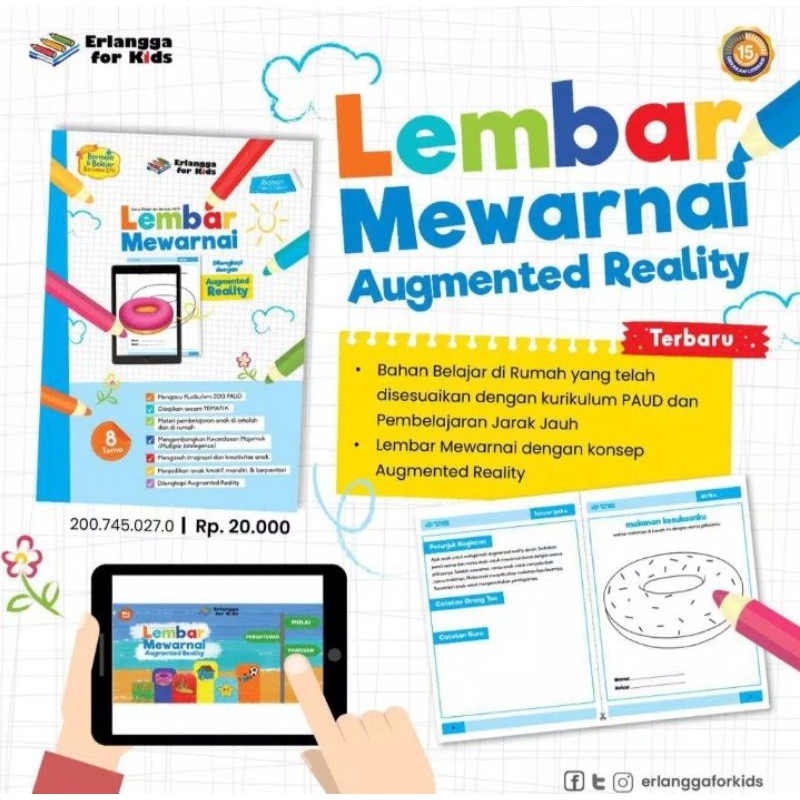 ORI buku lembar mewarnai augmented reality penerbit Erlangga for kids edisi terbaru