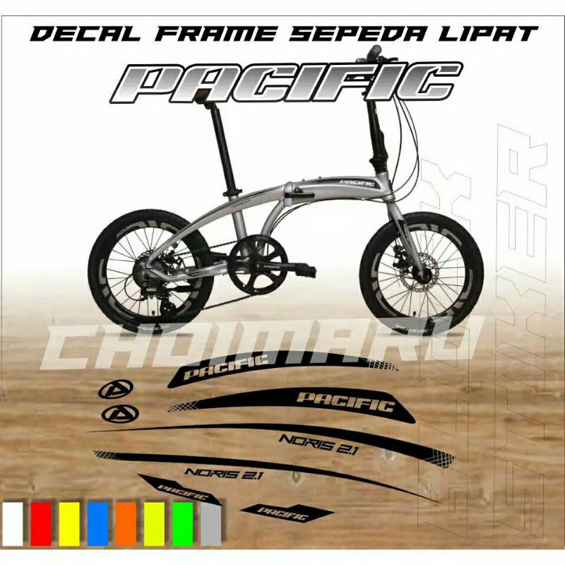 DECAL/FRAME SEPEDA LIPAT PASIFIC NORIS (BISA REQUEST NAMA DAN WARNA)