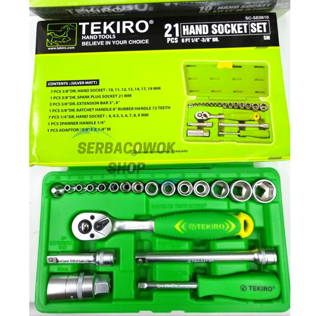 Tekiro Kunci Sock Set 21 Pcs 3/8 Inch DR 6 PT Box Plastik Hand Socket Set Termurah Berkualitas