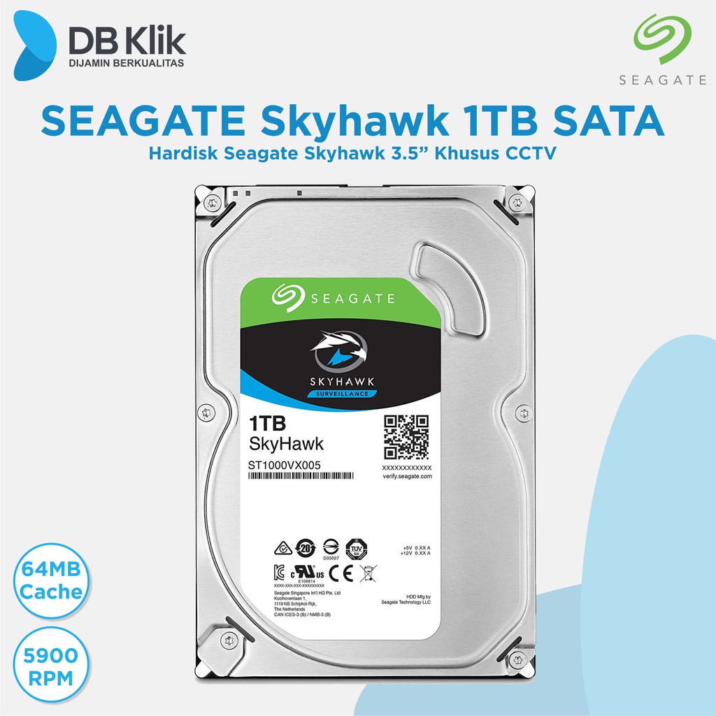 Hardisk Seagate Skyhawk 1TB 3.5 inch khusus CCTV