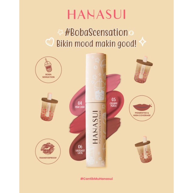 Lipcream Hanasui Boba Edition &amp; Matcha Edition