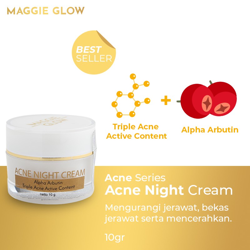 MAGGIE GLOW ACNE NIGHT CREAM BPOM by AILIN