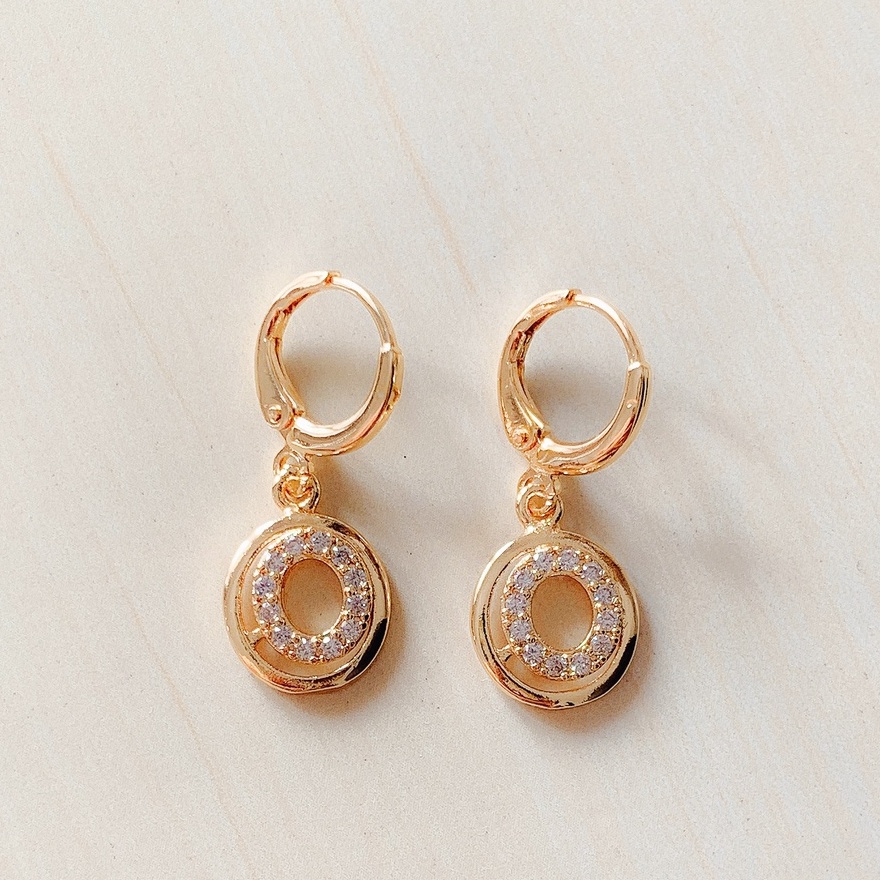 Anting Wanita Bulat Baris Zirconia Gold Xuping / Giwang Wanita Bulat Baris Zirconia Gold