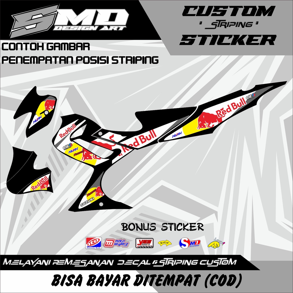 STRIPING STICKER LISTBODY VARIASI SATRIA FU BARONG/LAMA REDBULL