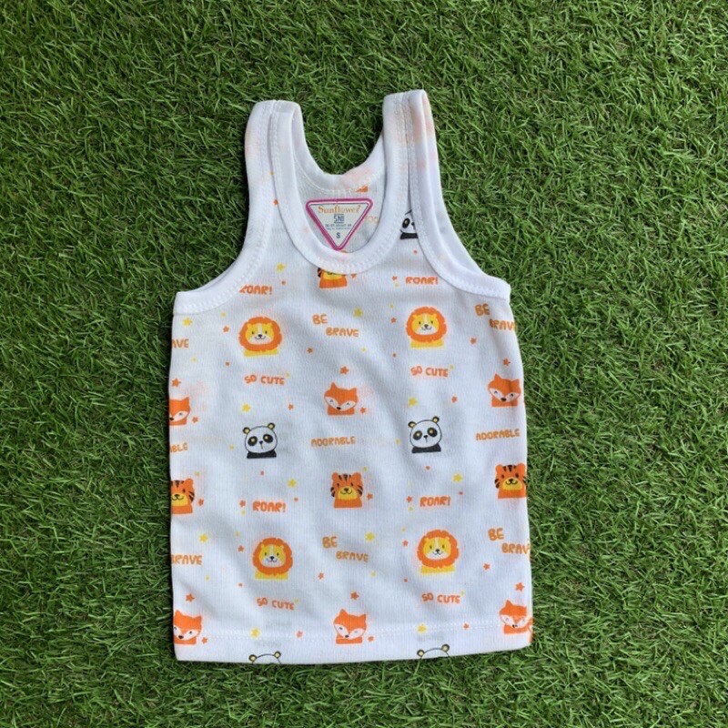 12 pcs Singlet Kutang Bayi Anak Full Print merk Sunflower Per Lusin