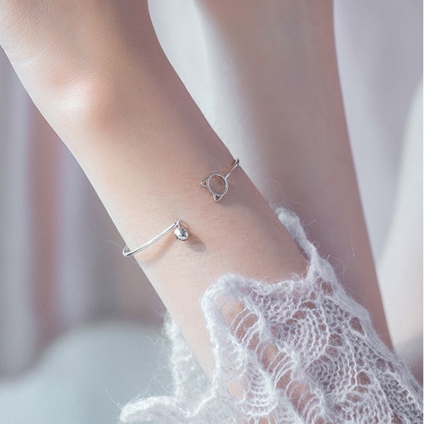 Forest Fairy Cat Bell Bracelet Female Simple Cold Wind Ring Round Line Open Bracelet 210807