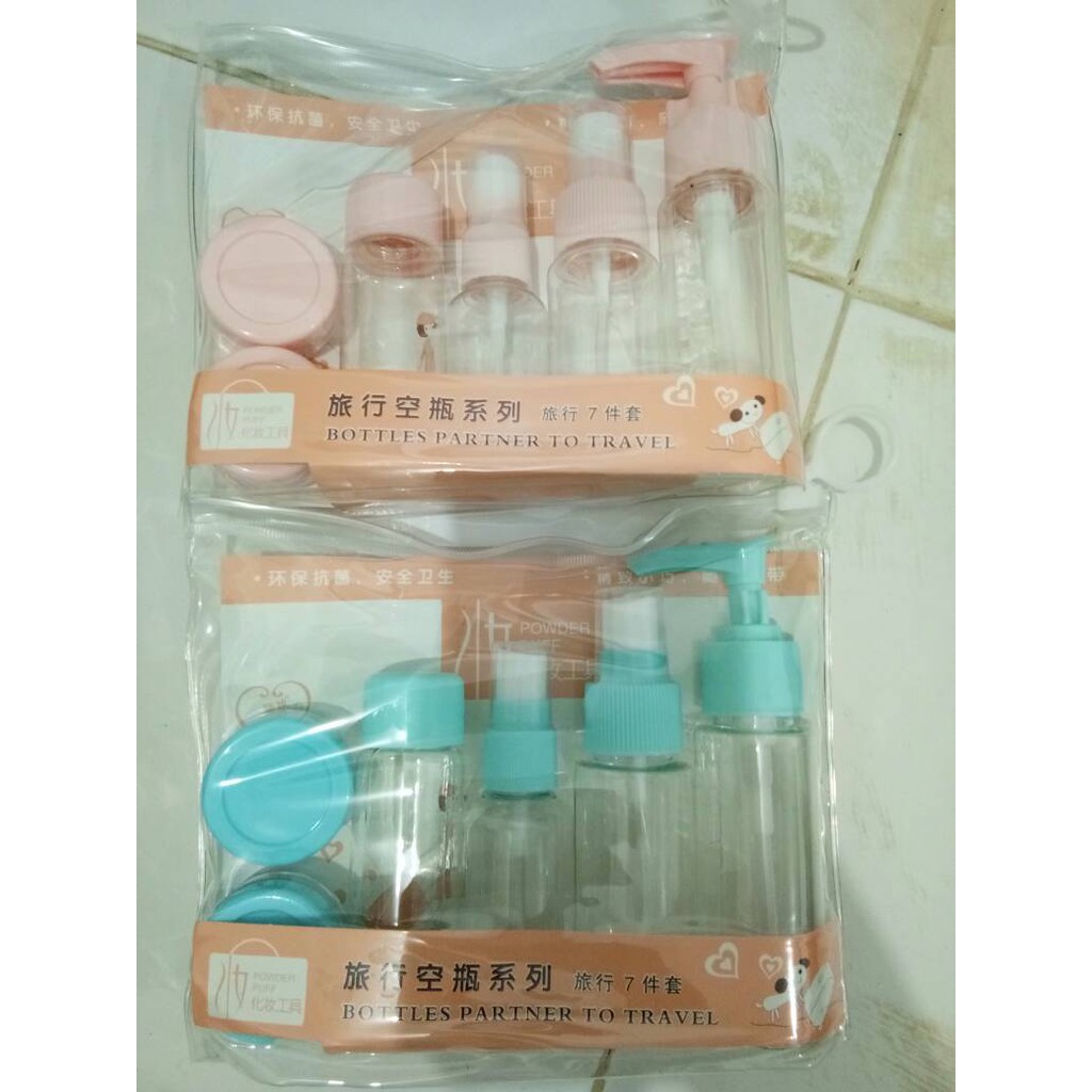 Serbagrosirmurah 7 in 1 Travel Toiletries Kit Set Botol Kecil Berpergian 1 set isi 7 EMPTY BOTTLE SET 7IN1