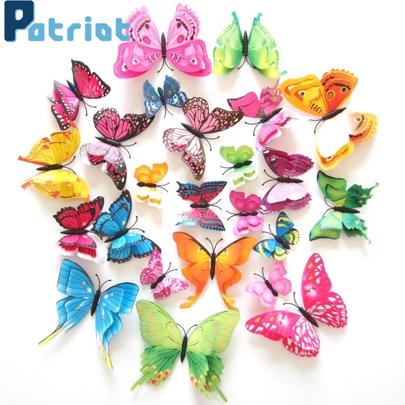 [ 3D double layer PVC Color simulation butterfly decoration For home living room  wedding  Children's Bedroom ]
